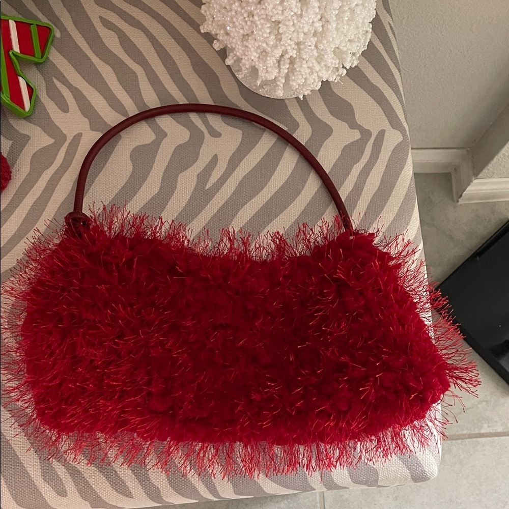 Red and Black Fuzzy Handbags - Picture 2 of 5